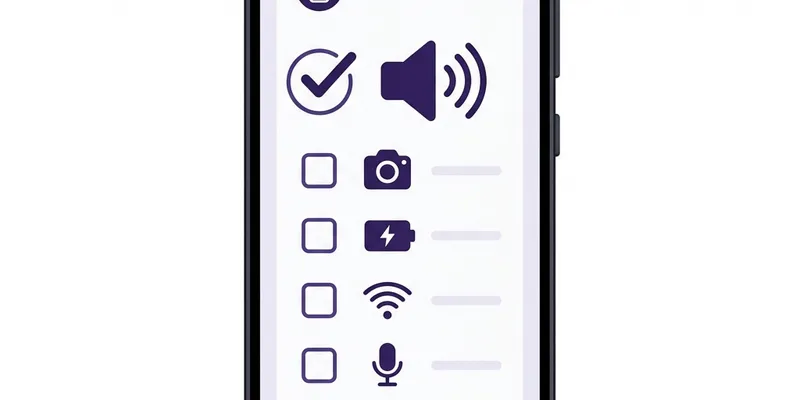 Illustration of a smartphone with a diagnostic checklist on the screen