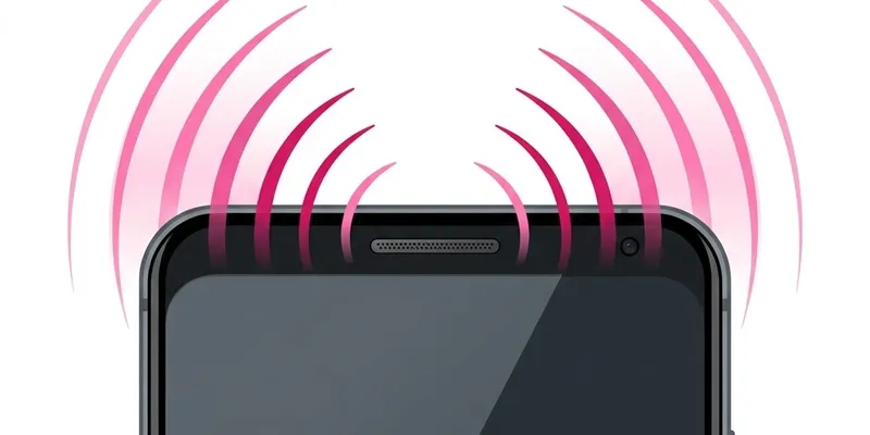 Illustration of high frequency sound waves coming from a smartphone earpiece
