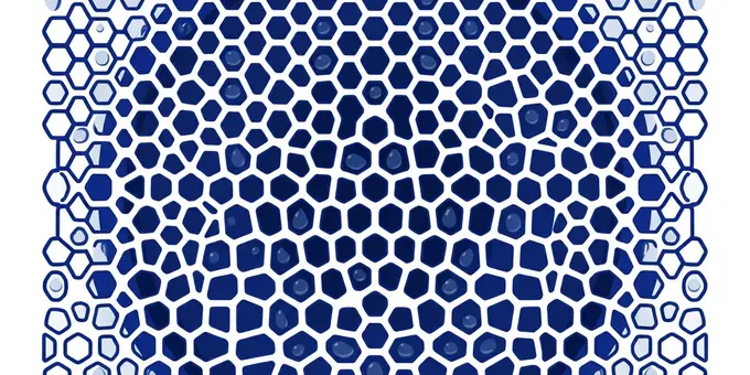 Macro view of water droplets trapped inside speaker mesh holes